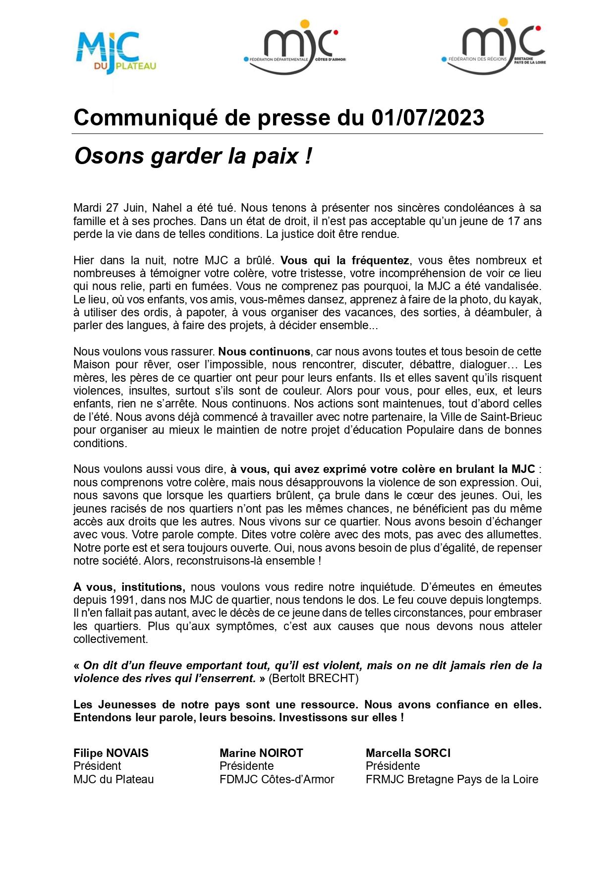 2023 07 01 osons garder la paix page 0001