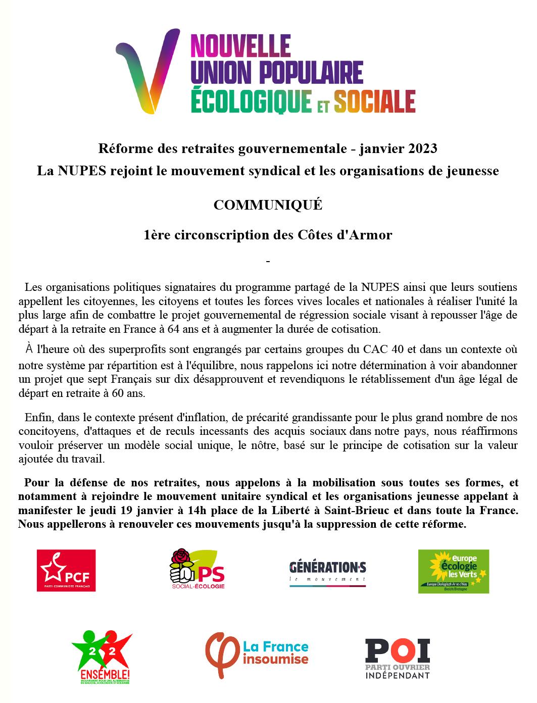 Communique re forme des retraites la nupes rejoint le mouvement syndical et les organisations jeunesse 1