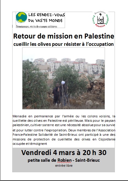 Retour de mission en palestine